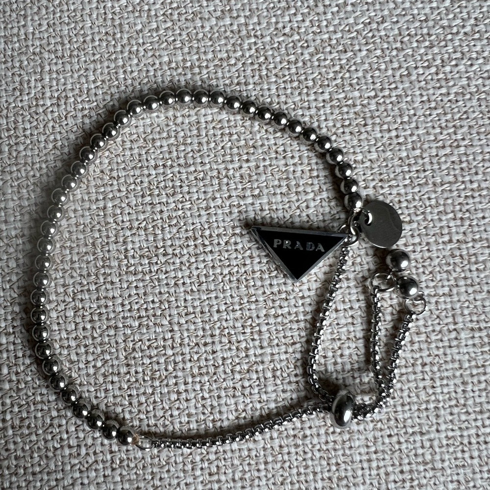 Upcycled vintage Prada Silver zipper pull charm on bracelet - Picture 7 of 10